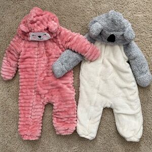 NWOT Koala Baby 1 piece plush hooded snowsuit/romper 9-12m
